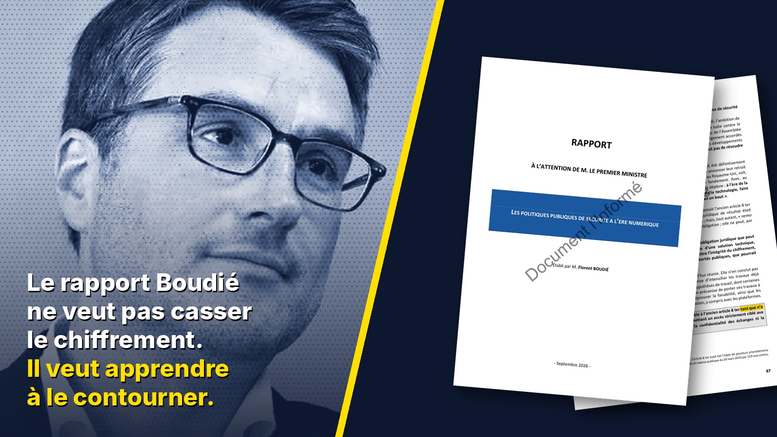 Illustration de l'article sur le rapport Boudié et le chiffrement des messageries